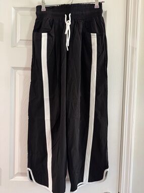 Women’s Black Track Pants with White Stripes